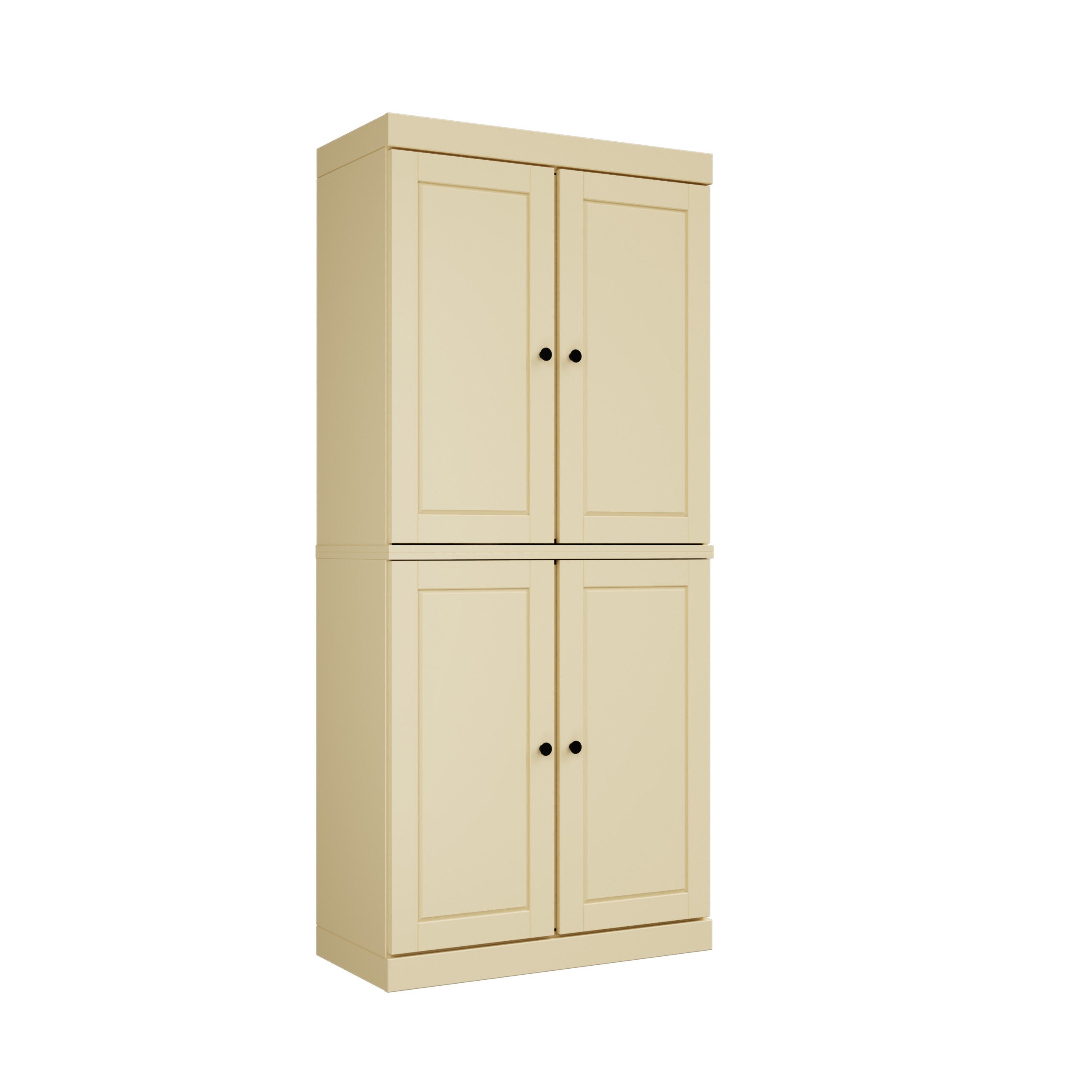 72" Yellow Solid Wood Four Door Pantry Or Storage Closet