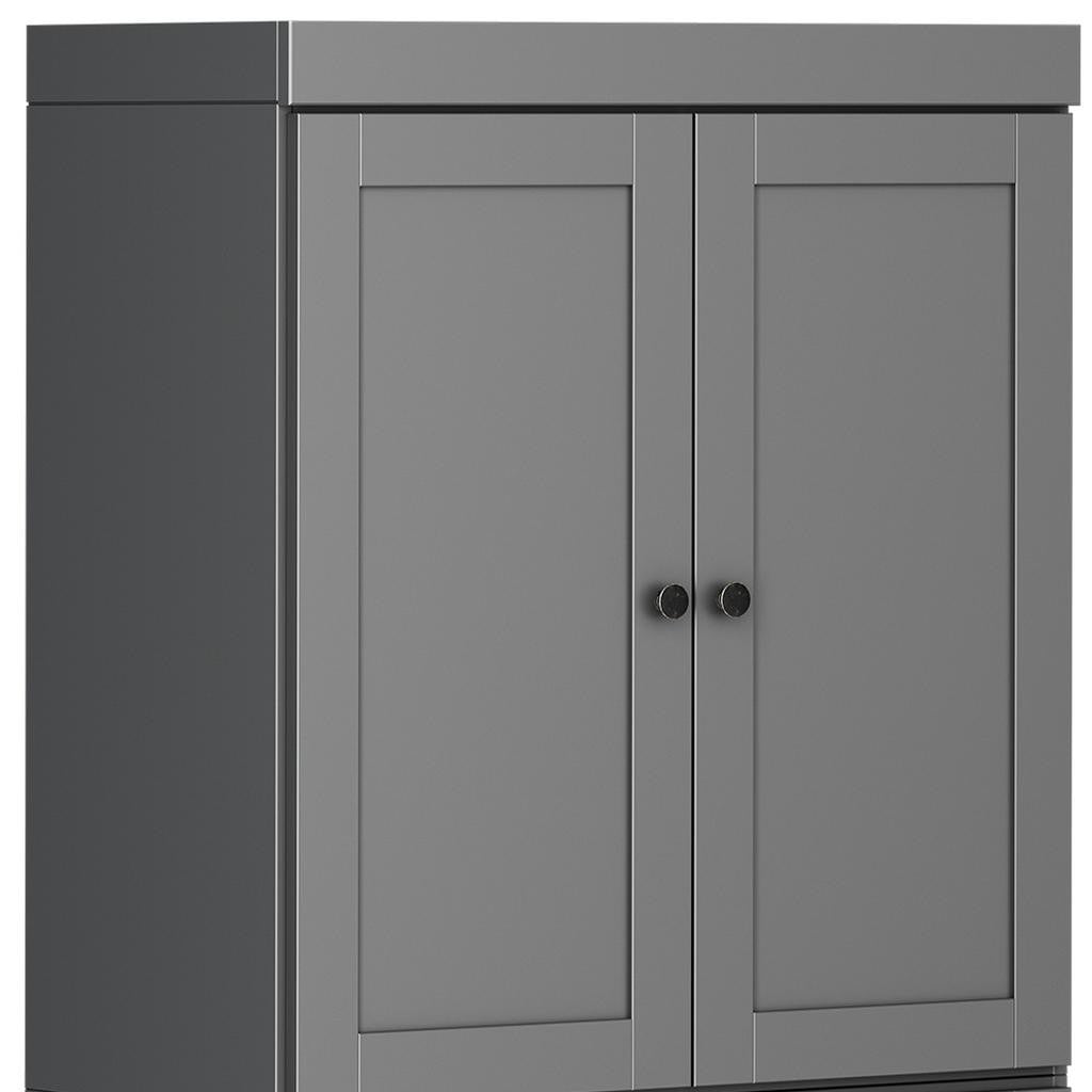72" Gray Solid Wood Four Door Pantry Or Storage Closet