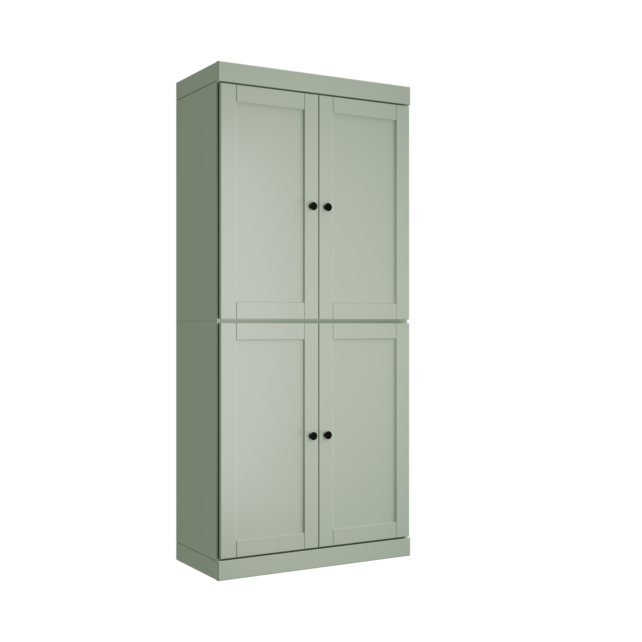 72" Sage Solid Wood Four Door Pantry Or Storage Closet