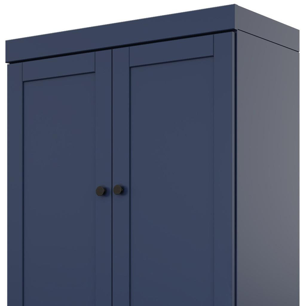 72" Navy Blue Solid Wood Four Door Pantry Or Storage Closet