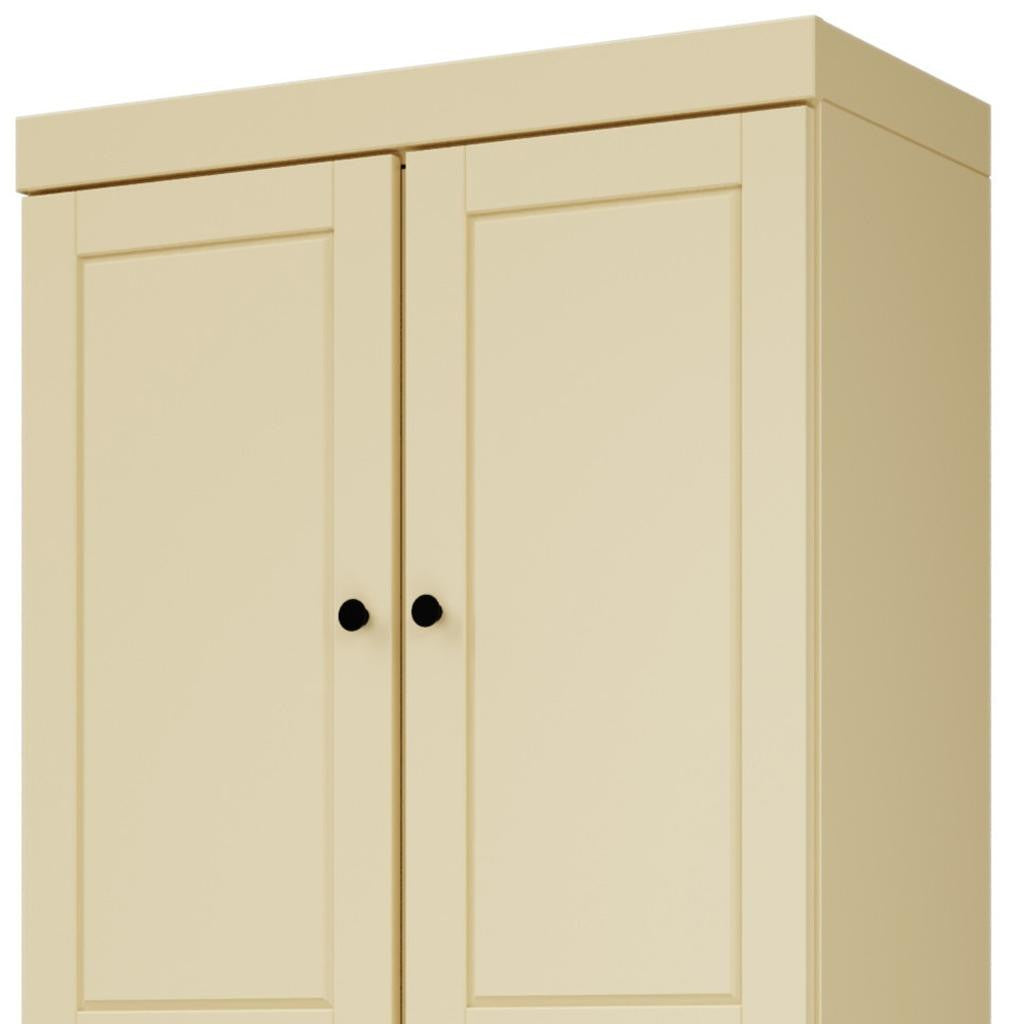 72" Yellow Solid Wood Four Door Two Drawer Pantry Or Storage Closet