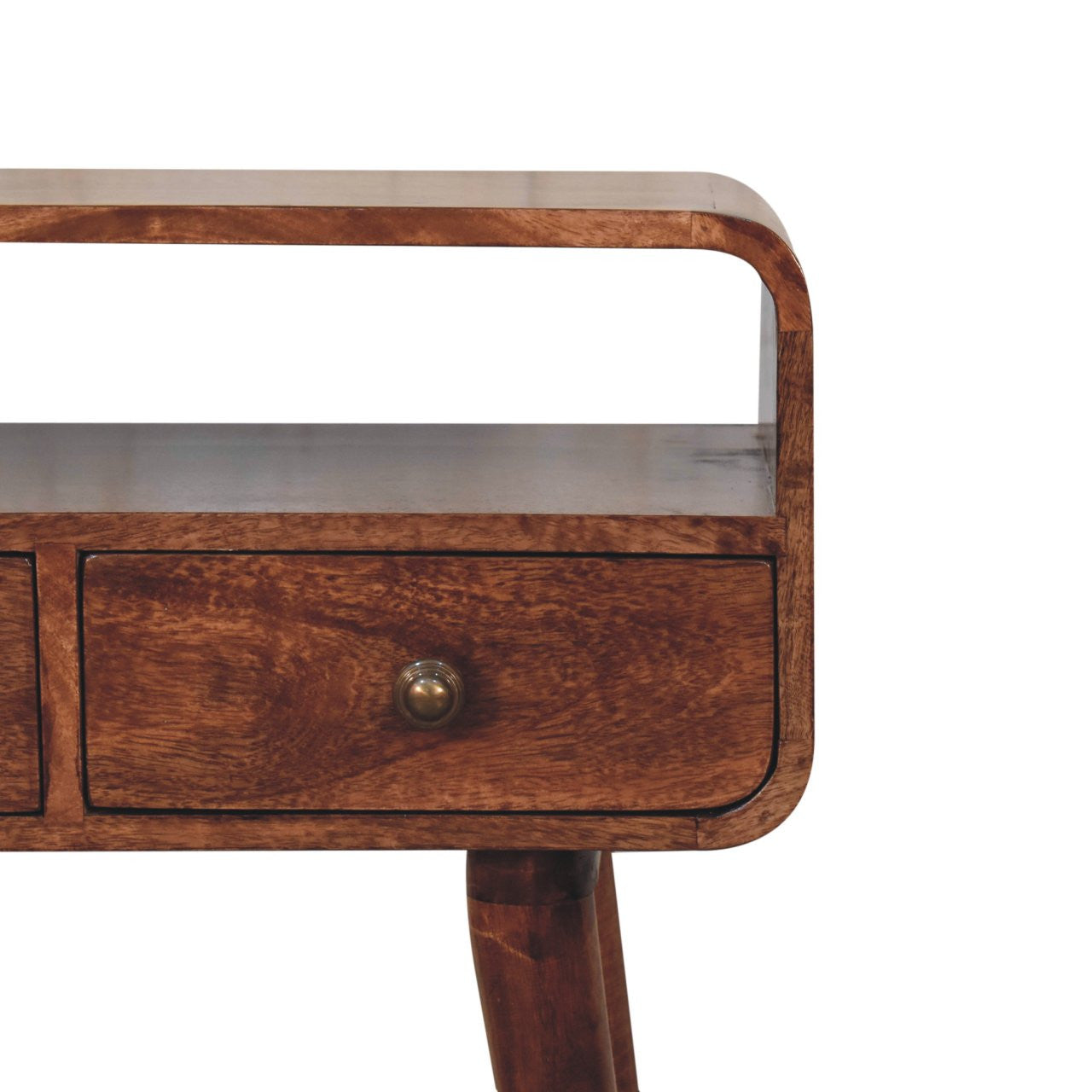 24" Brown Solid Wood Console Table With Shelf And Two Drawers