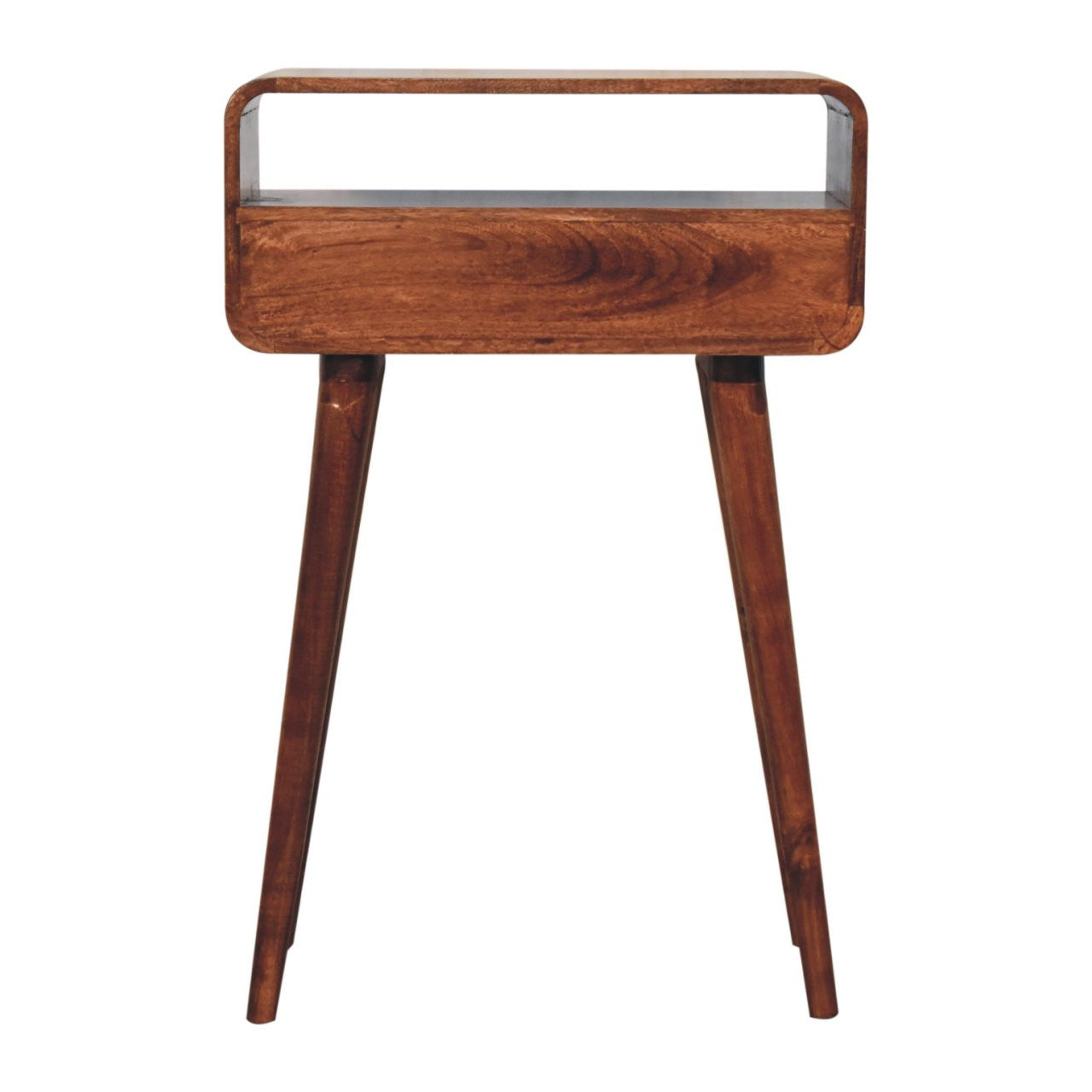 24" Brown Solid Wood Console Table With Shelf And Two Drawers