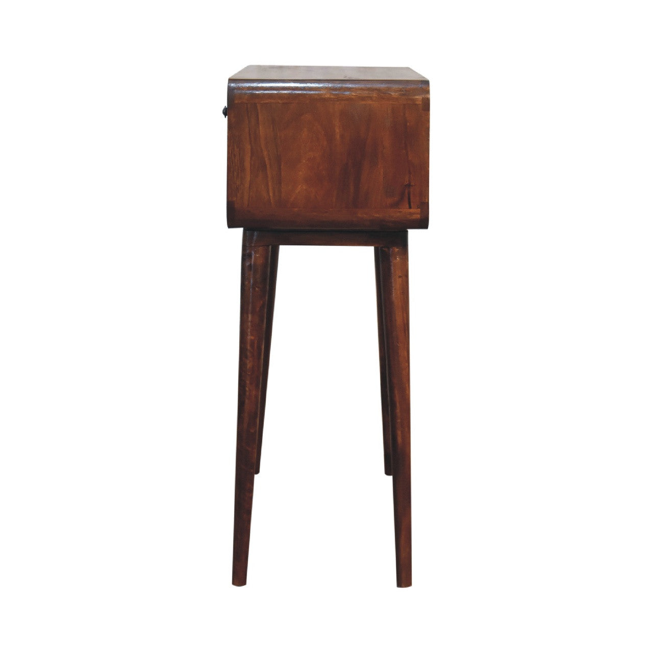 35" Chestnut Solid Wood Console Table With Shelf And Two Drawers