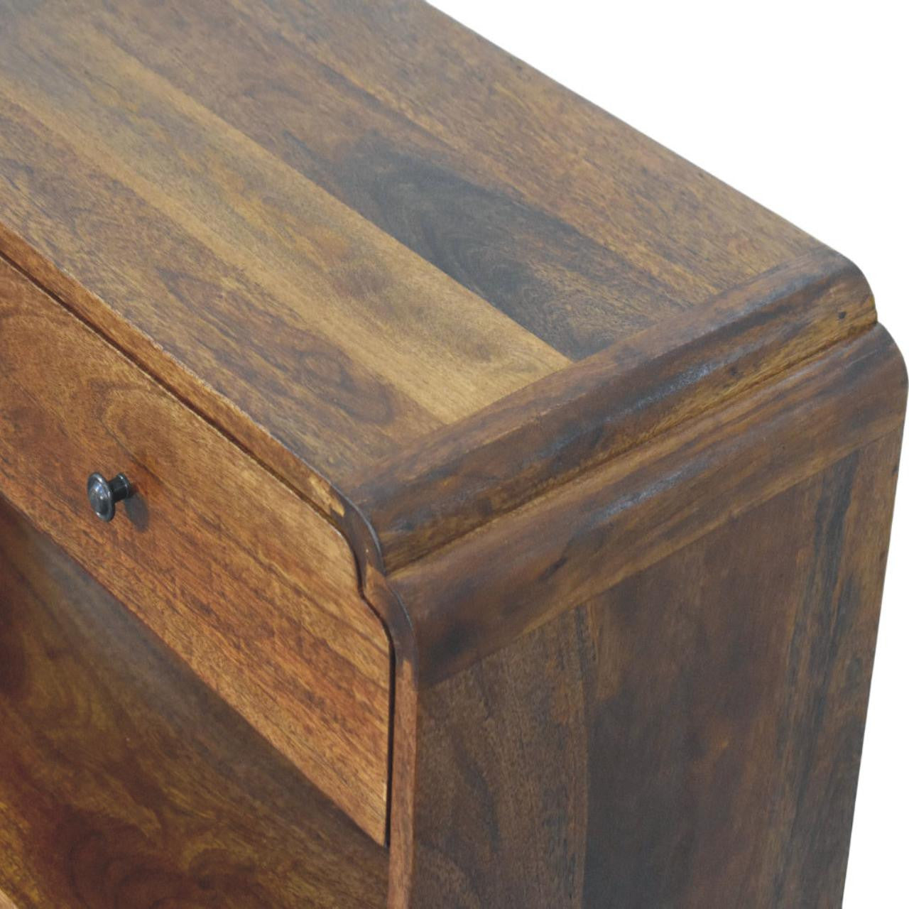35" Chestnut Solid Wood Frame Console Table With Two Shelves And Two Drawers