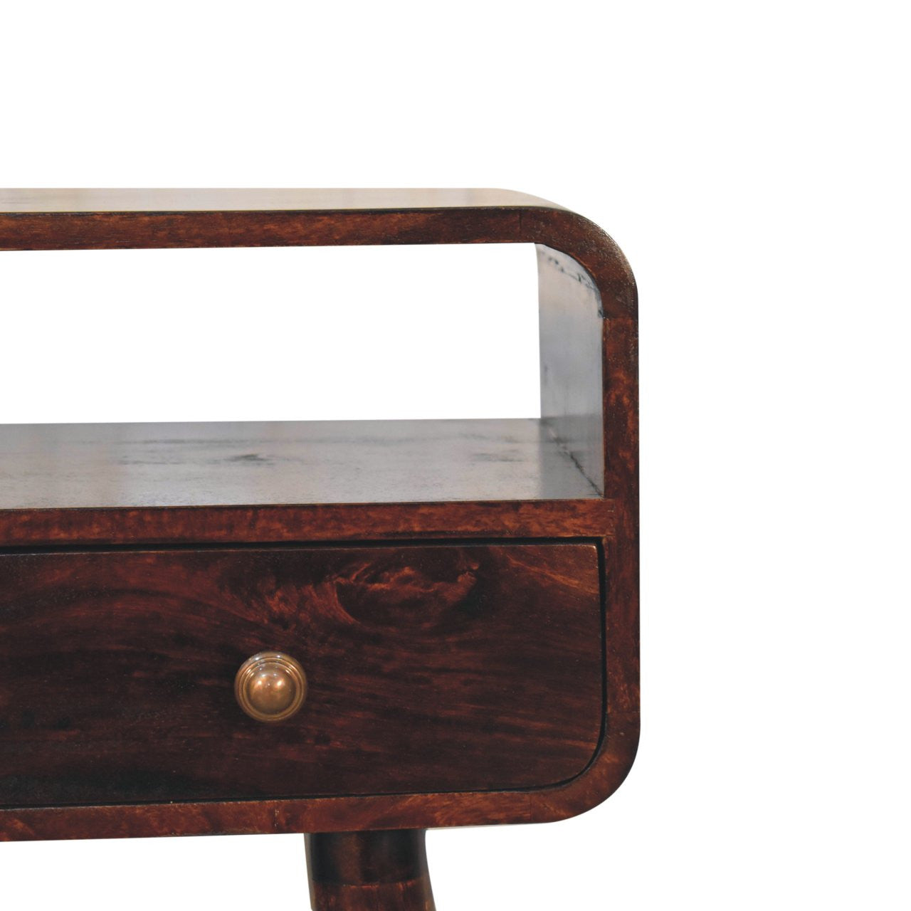 24" Walnut Solid Wood Console Table With Shelf And Two Drawers