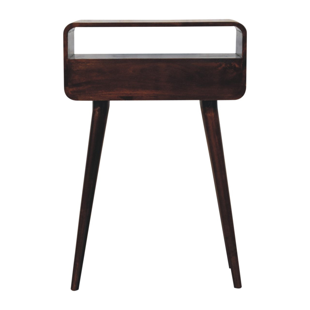 24" Walnut Solid Wood Console Table With Shelf And Two Drawers