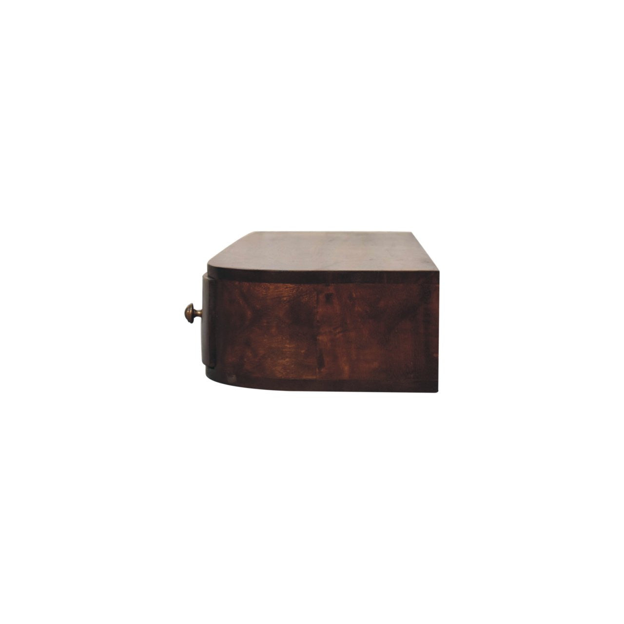 43" Chestnut Solid Wood Floating Console Table With Shelf And Two Drawers