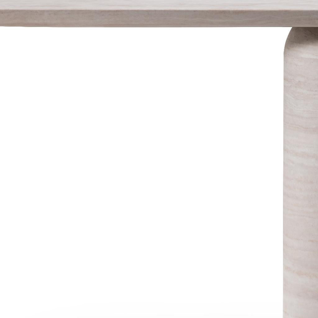 60" Beige Genuine Marble Pedestal Console Table