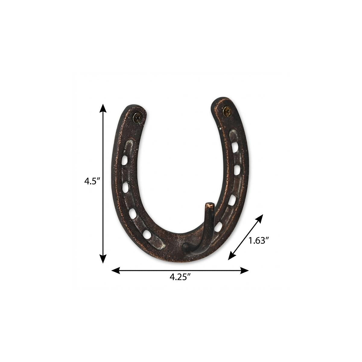 4" Antiqued Bronze Cast Iron Horseshoe Wall Hook