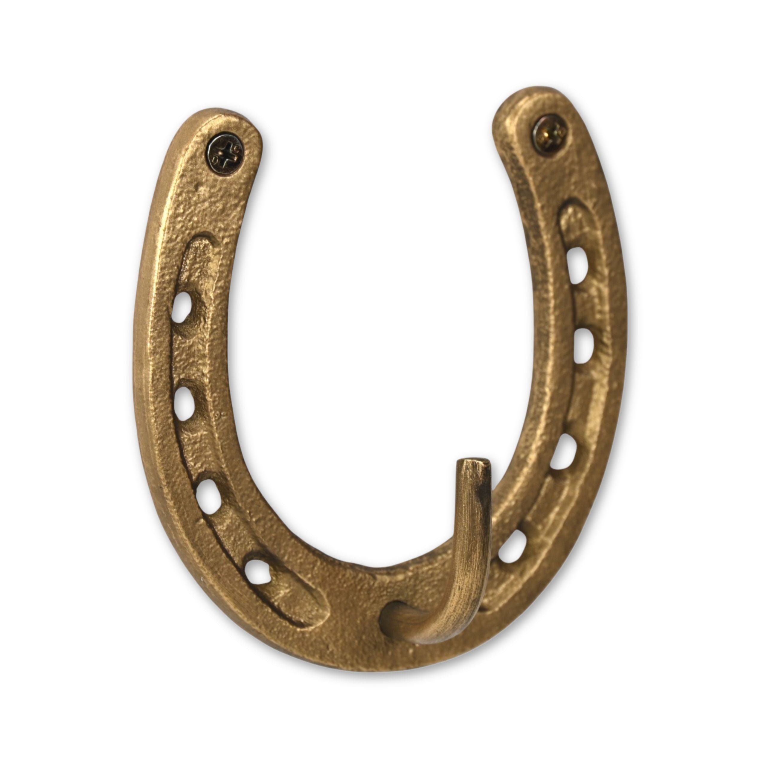 4" Antiqued Gold Cast Iron Horseshoe Wall Hook
