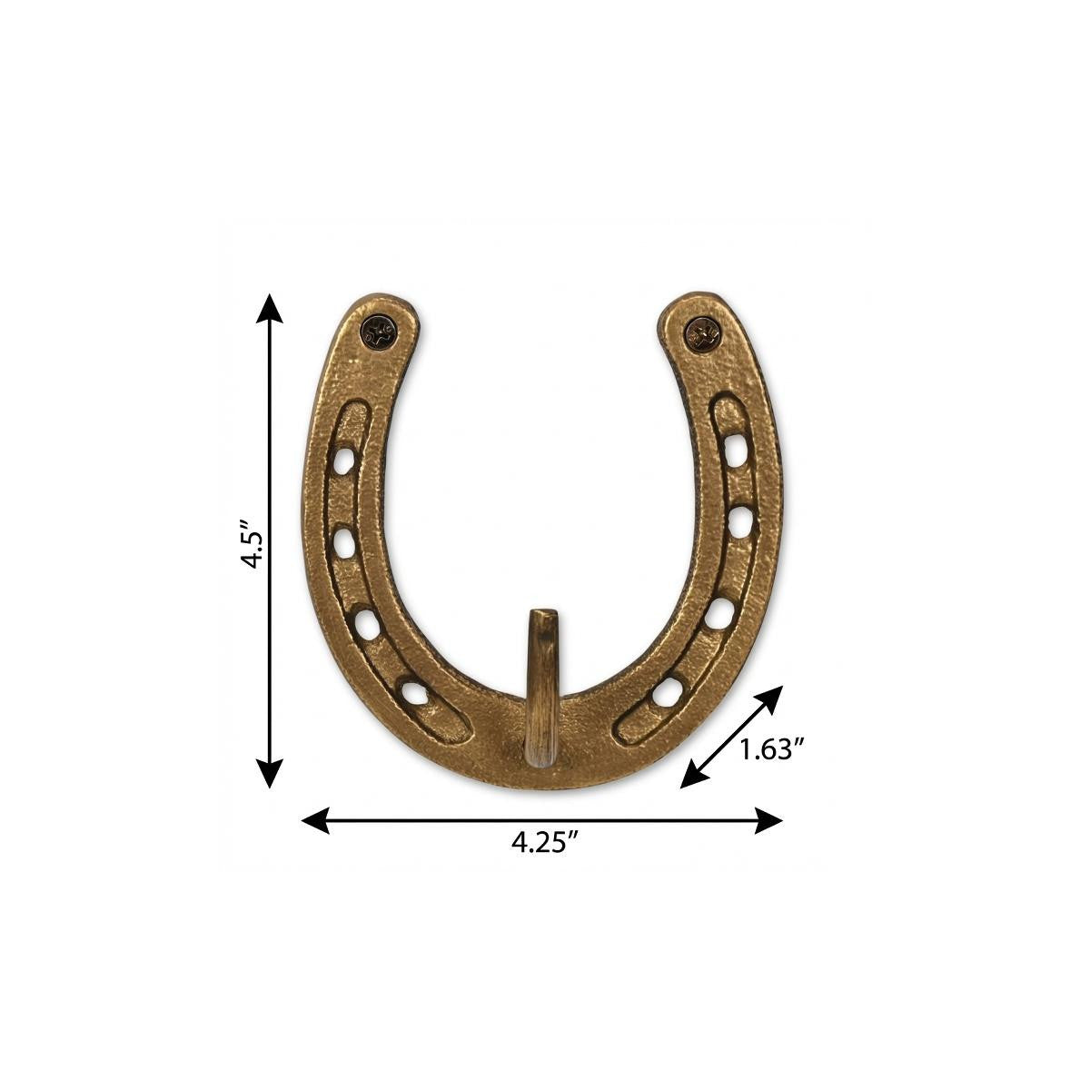4" Antiqued Gold Cast Iron Horseshoe Wall Hook