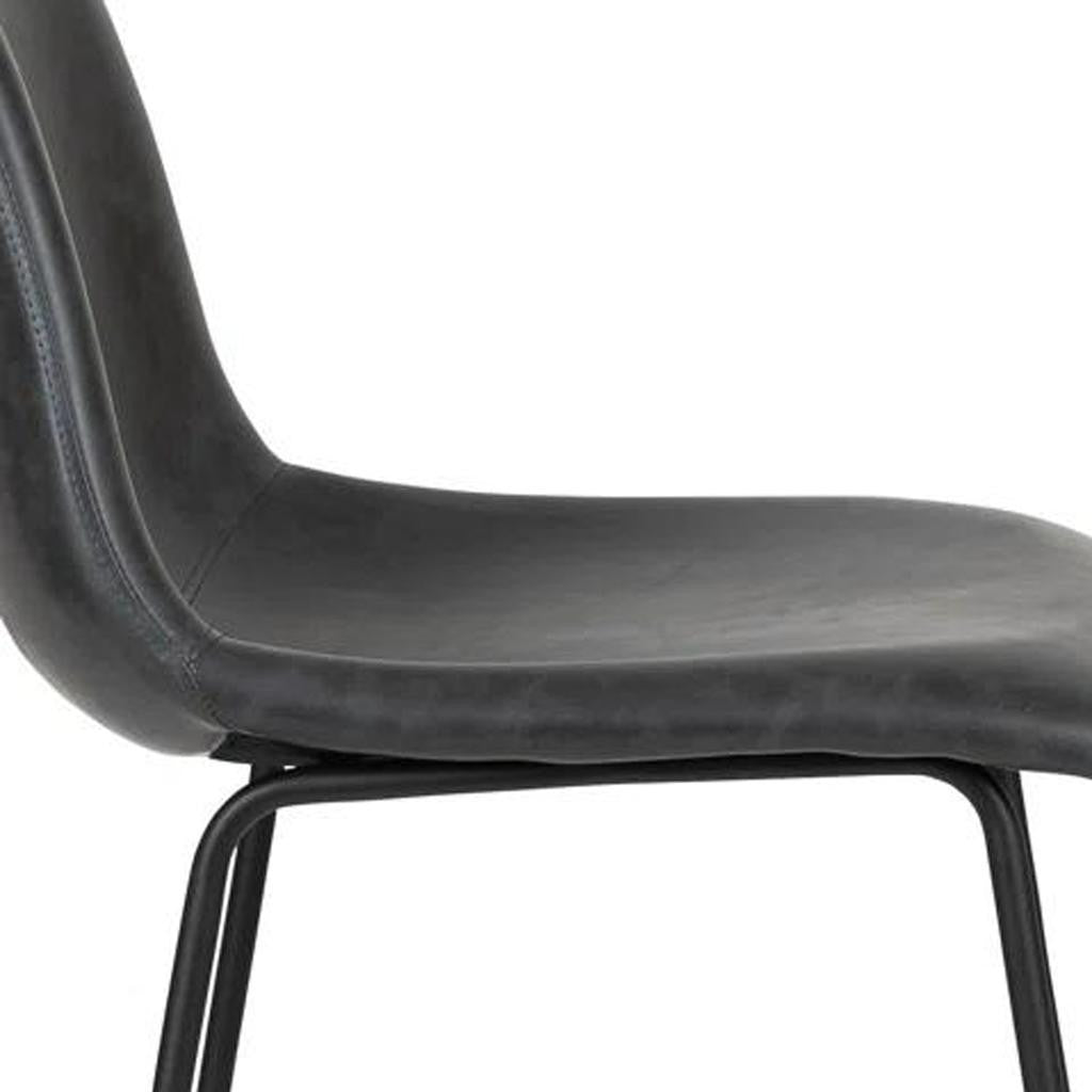 Set of Two 26" Black Faux Leather and Aluminum Counter Height Bar Chairs