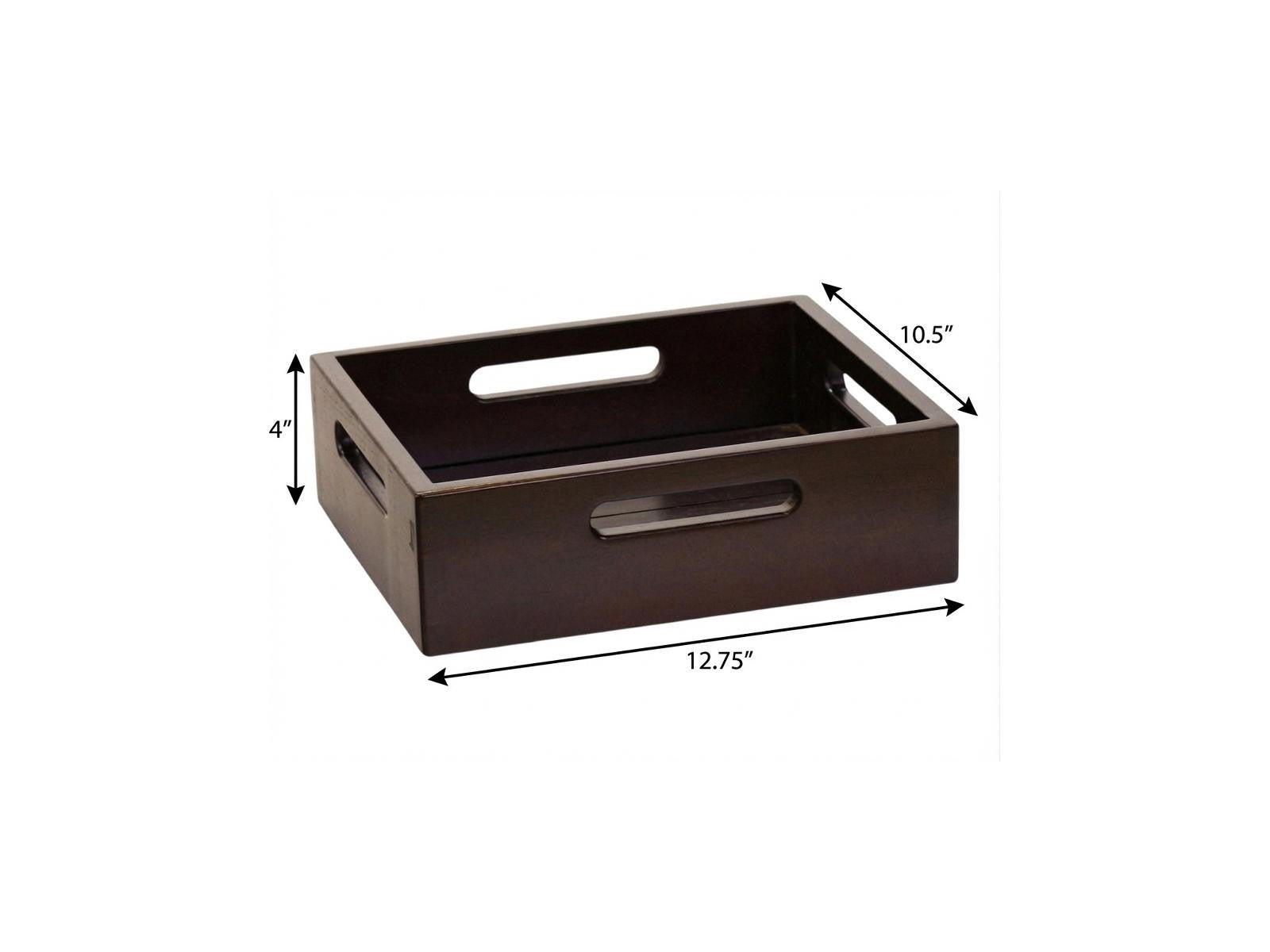 13" Black Solid Wood Organizing Box