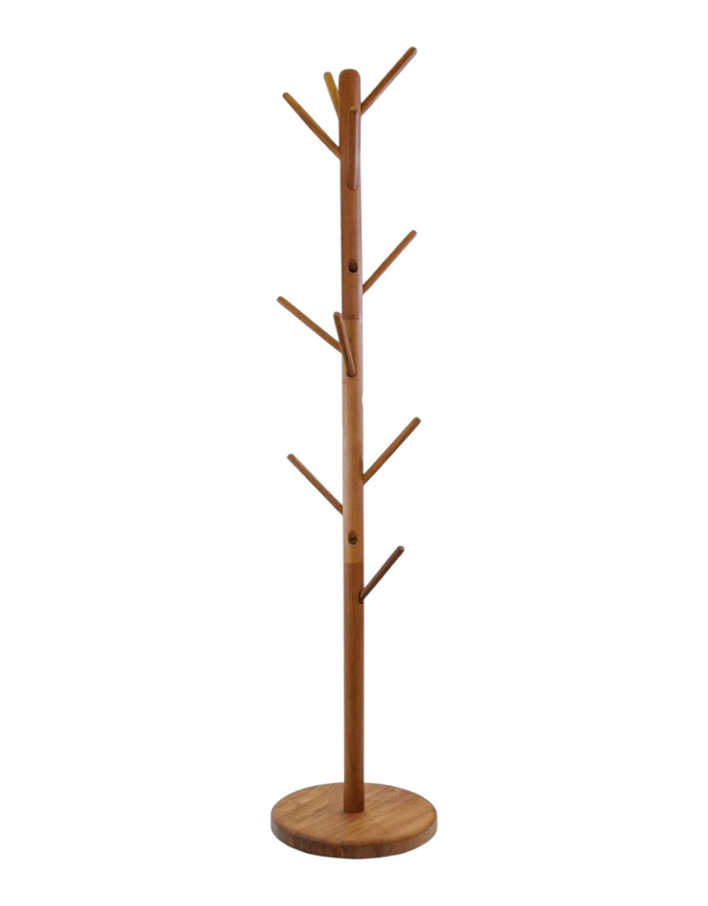 67" Brown Solid Wood Ten Hook Freestanding Coat Rack