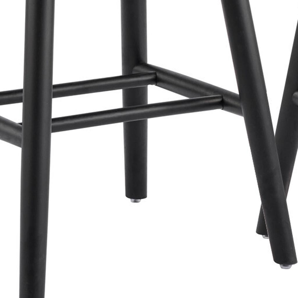 Set of Two Black Solid Wood Windsor Back Dining Side Chairs
