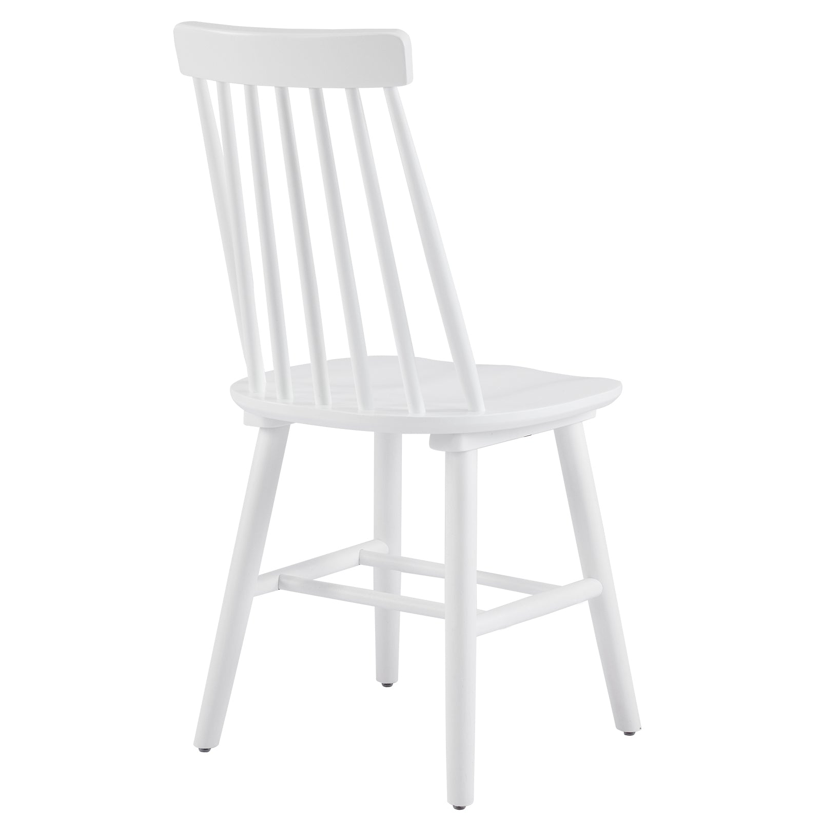 Set of Four White Solid Wood Windsor Back Dining Side Chairs