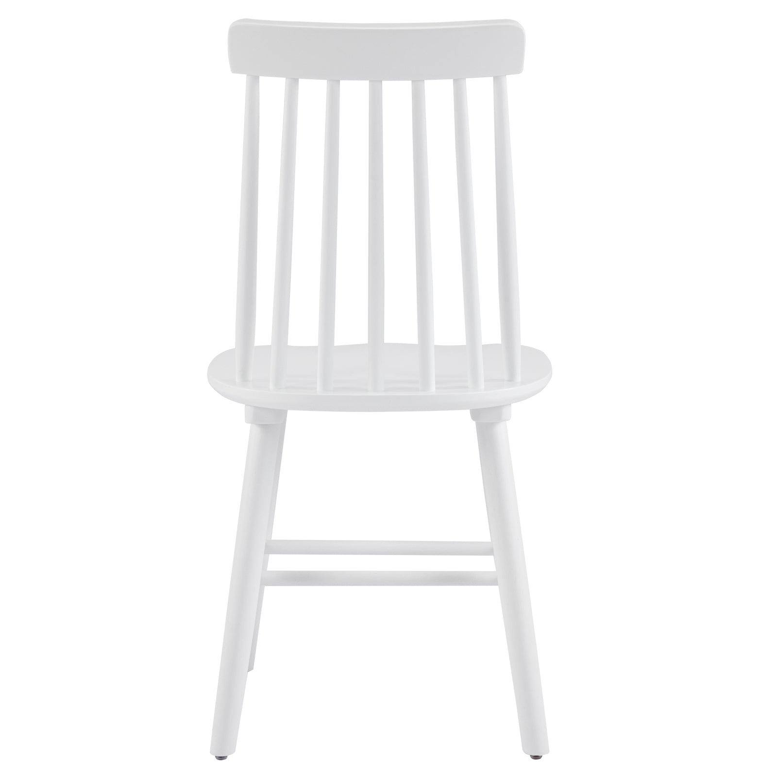 Set of Four White Solid Wood Windsor Back Dining Side Chairs