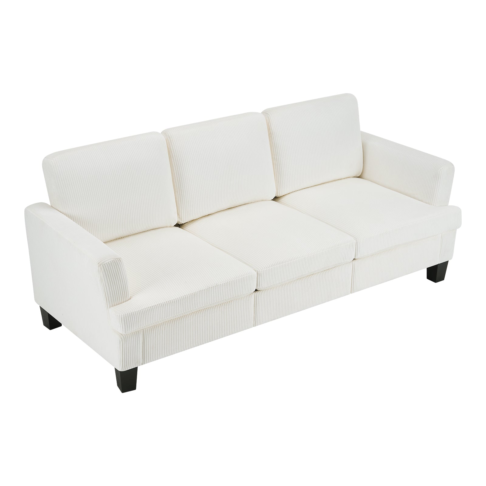 84" White Corduroy Sofa
