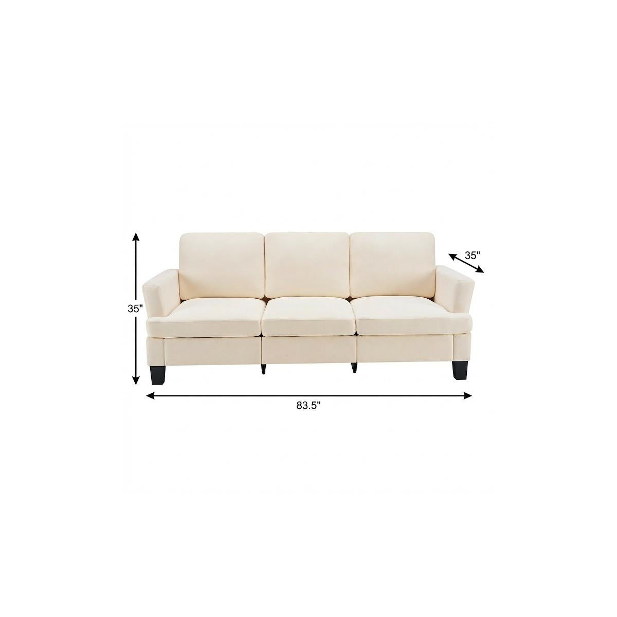 84" Beige Linen Sofa