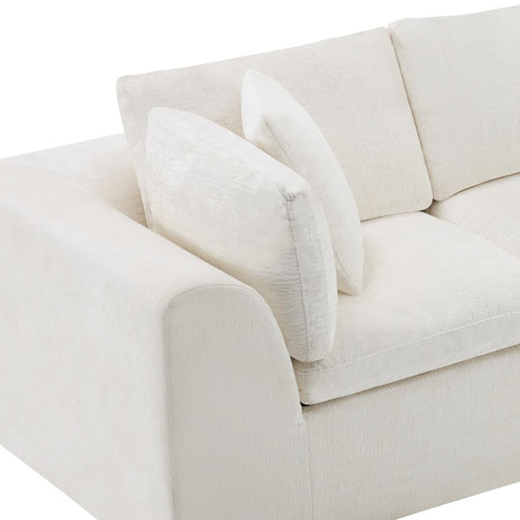 108" Beige Chenille Modular Sofa With Ottoman And Toss Pillows