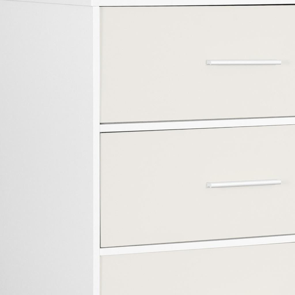 23" White Fabric Wood and Steel Five Drawer Lingerie Chest