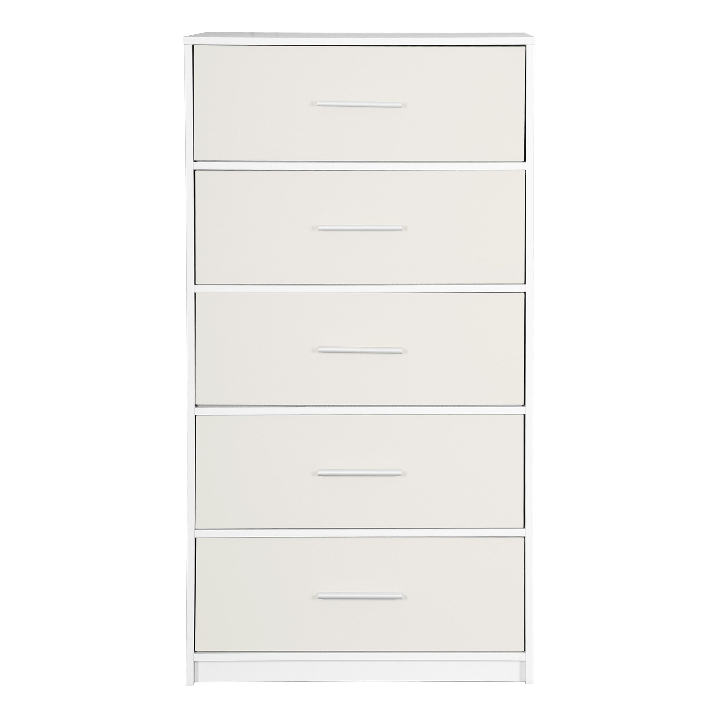 23" White Fabric Wood and Steel Five Drawer Lingerie Chest