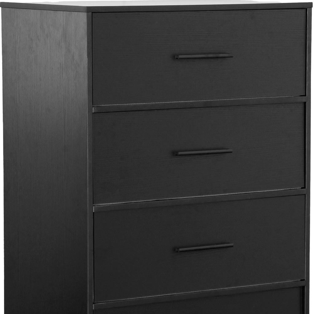 23" Black Fabric Wood and Steel Five Drawer Lingerie Chest Dresser