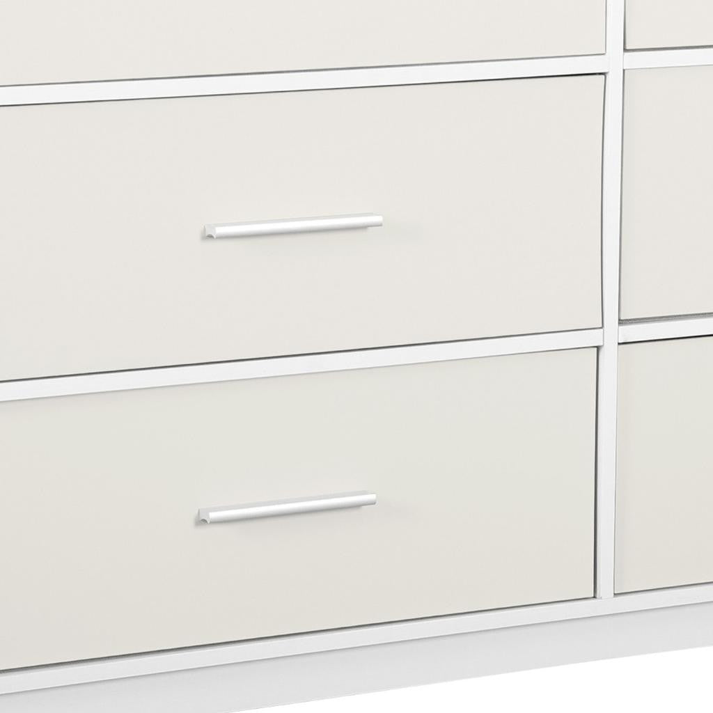 45" White Fabric Wood and Steel Six Drawer Double Dresser