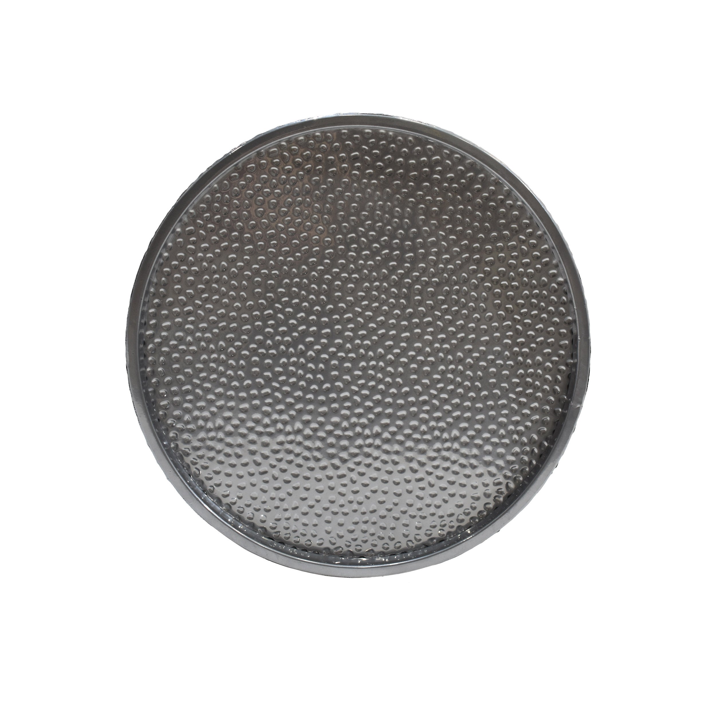 22" Silver Hammered Iron Round Drum End Table