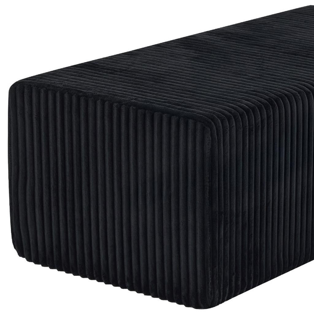 51" Black Corduroy Ottoman