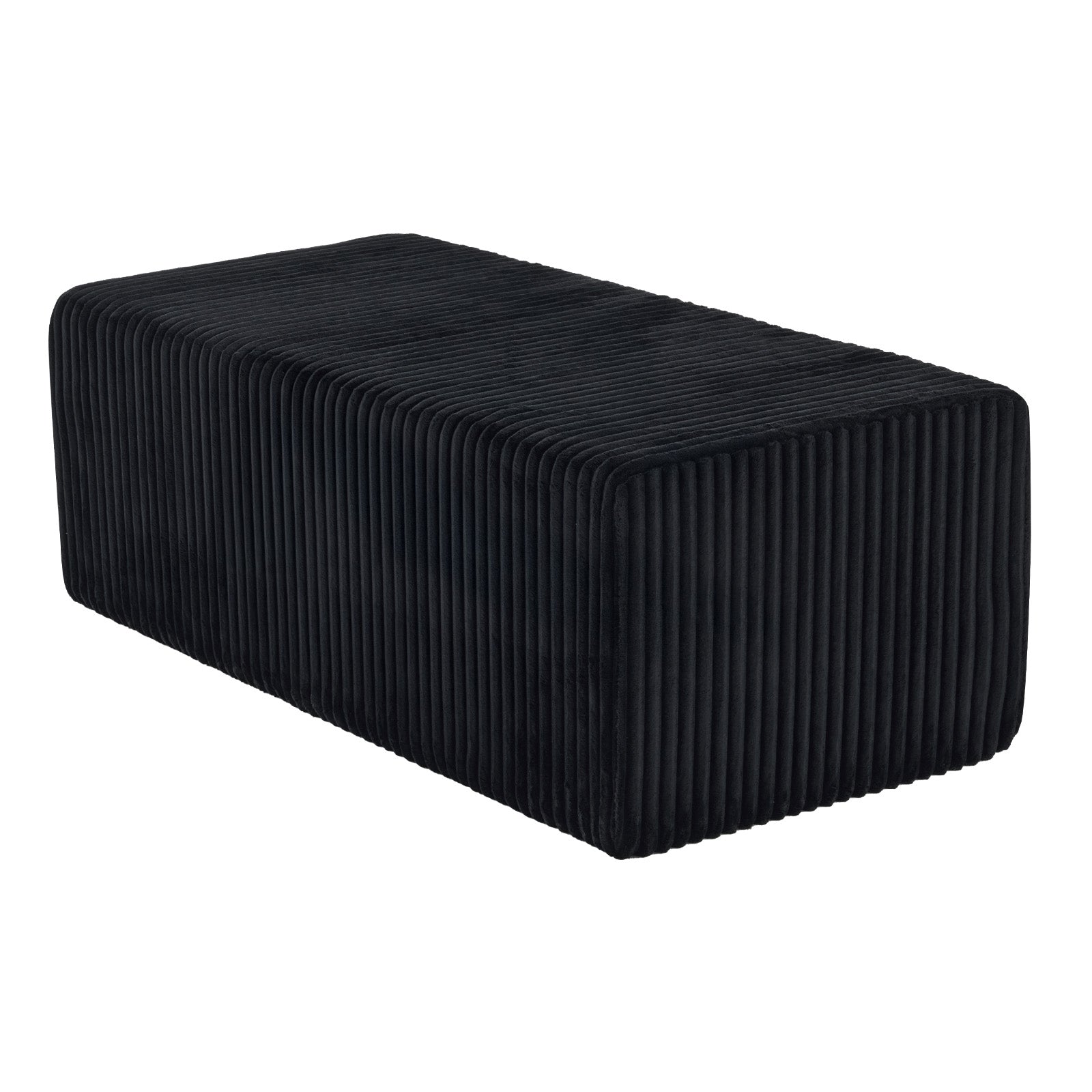 51" Black Corduroy Ottoman