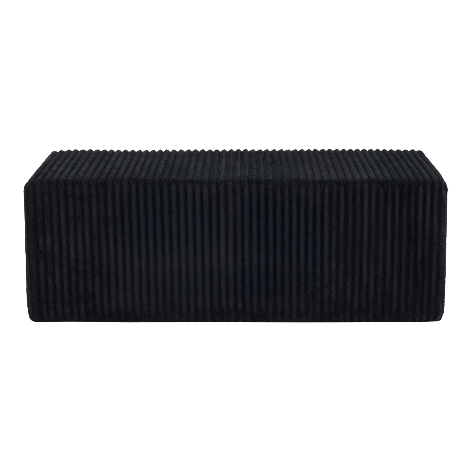 51" Black Corduroy Ottoman