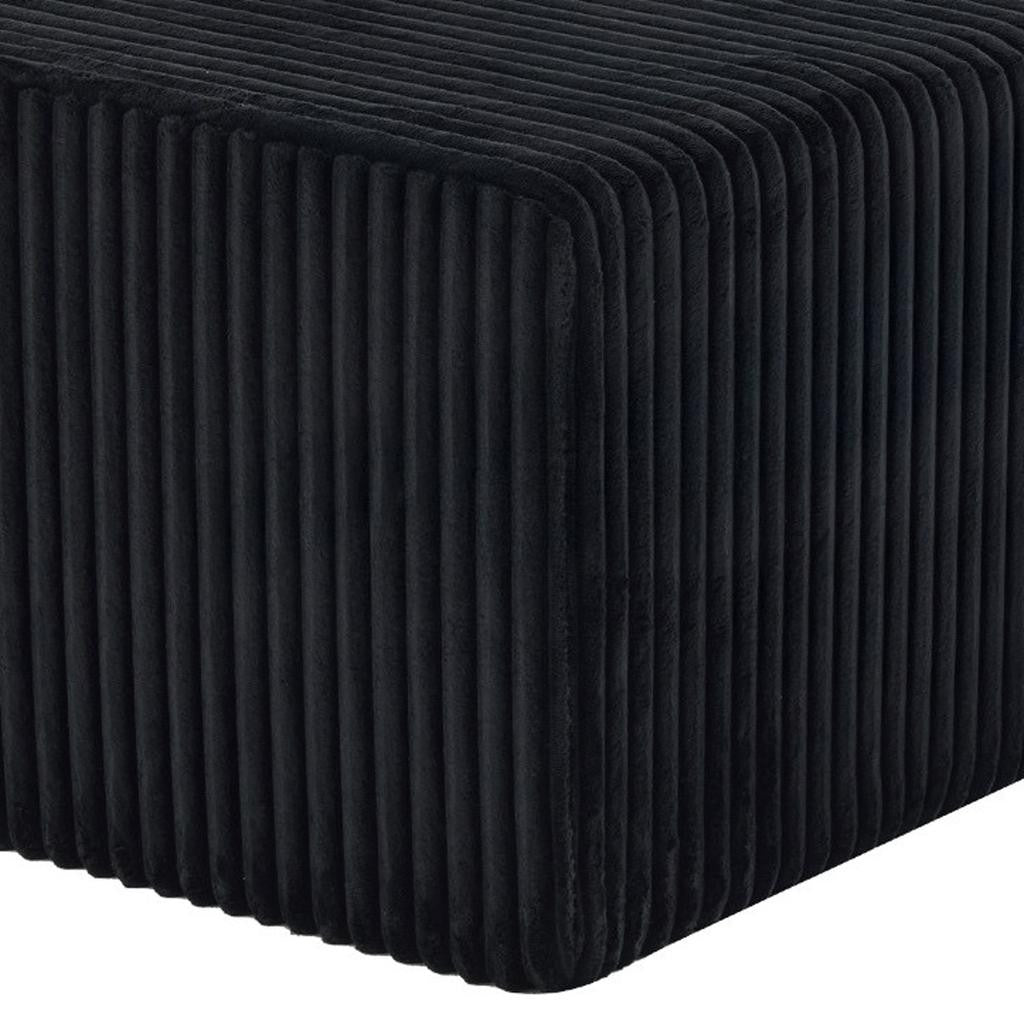 51" Black Corduroy Ottoman