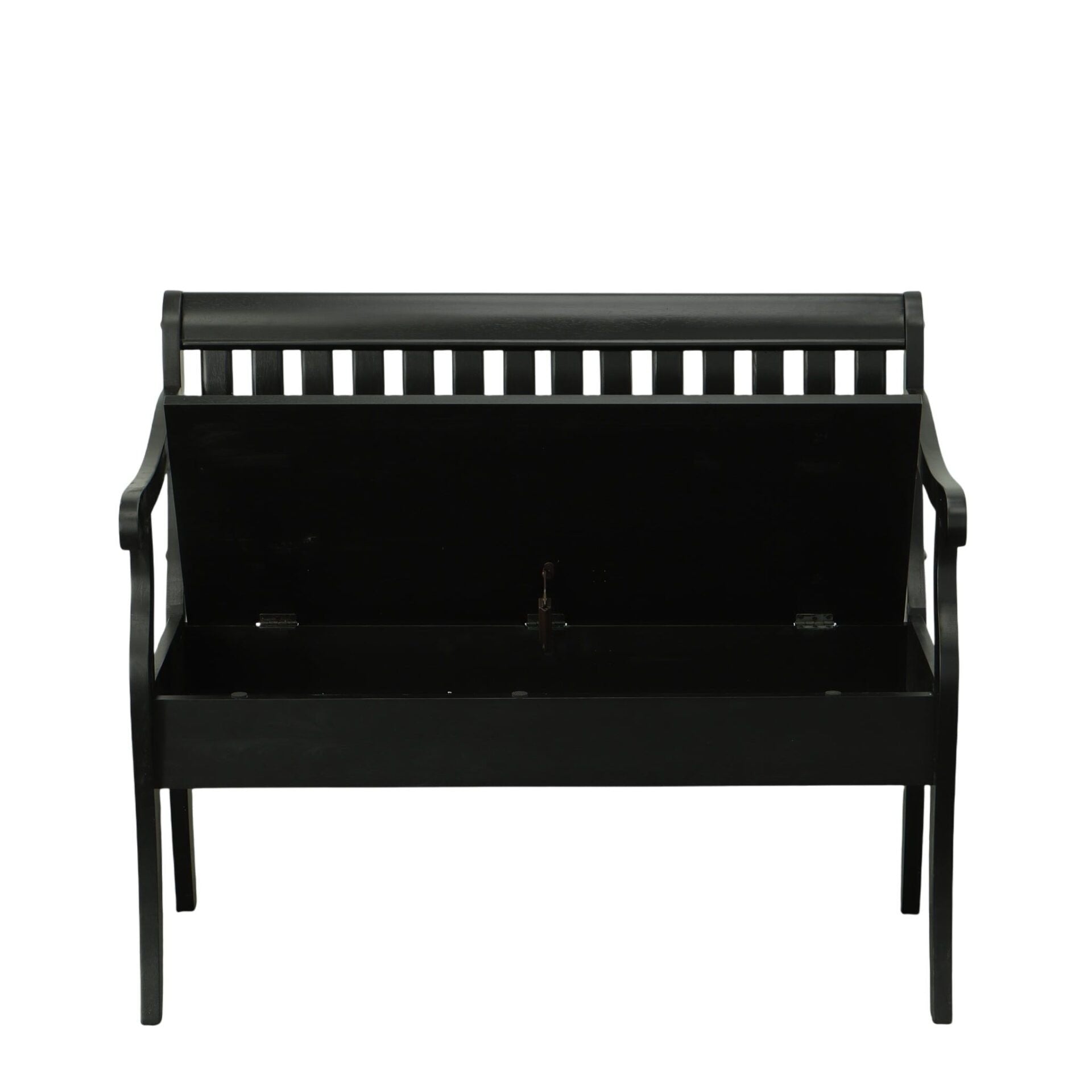 42" Black Solid Wood Storage Bench With Flip Top