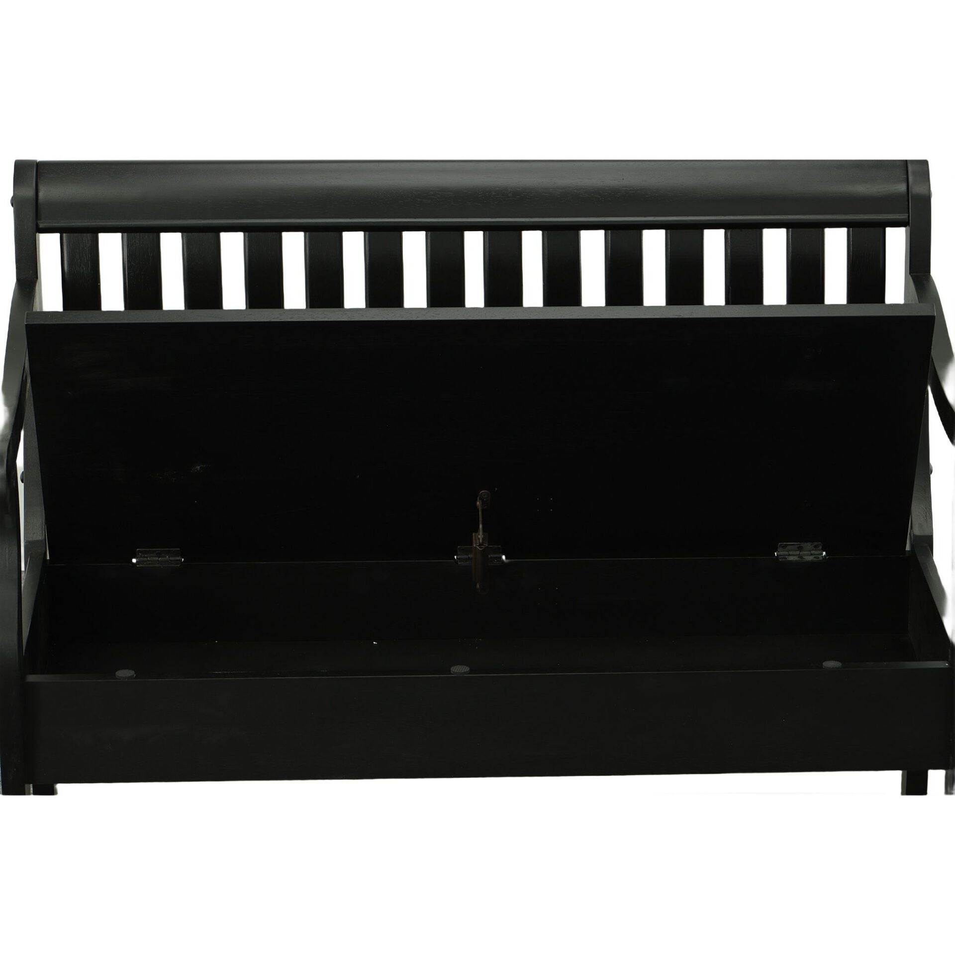 42" Black Solid Wood Storage Bench With Flip Top