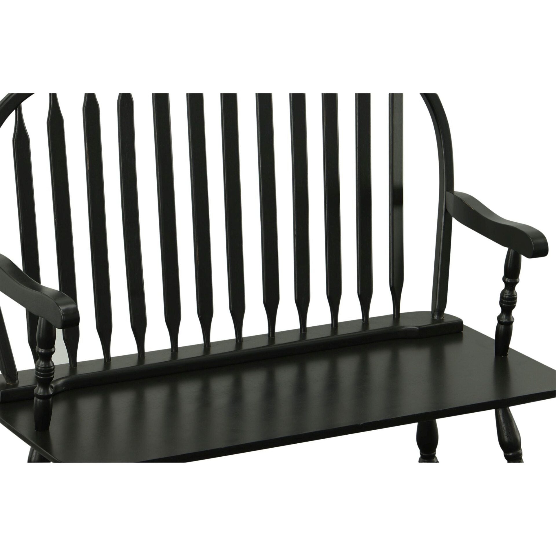 44" Black Wood Windsor Spindle Back Bench