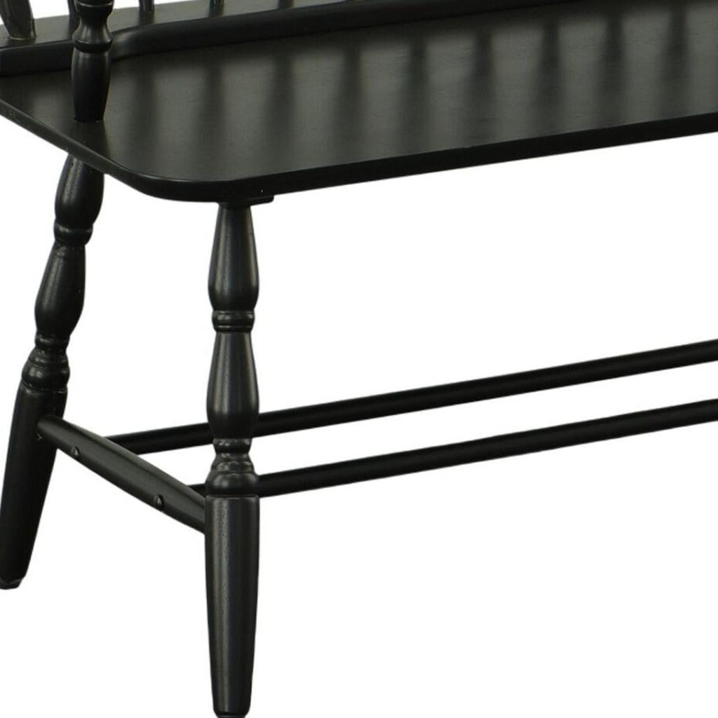 44" Black Wood Windsor Spindle Back Bench