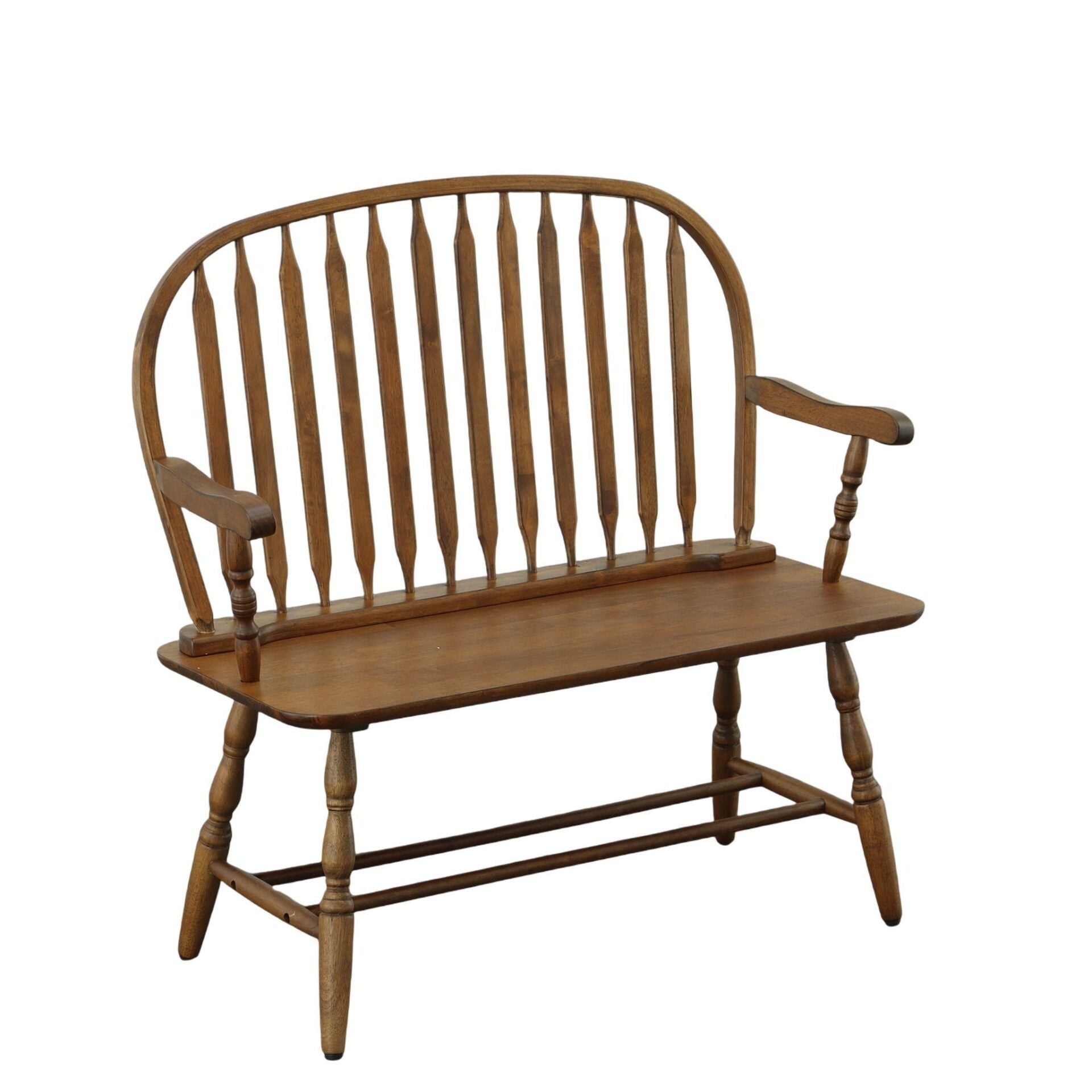 44" Oak Wood Windsor Spindle Back Bench