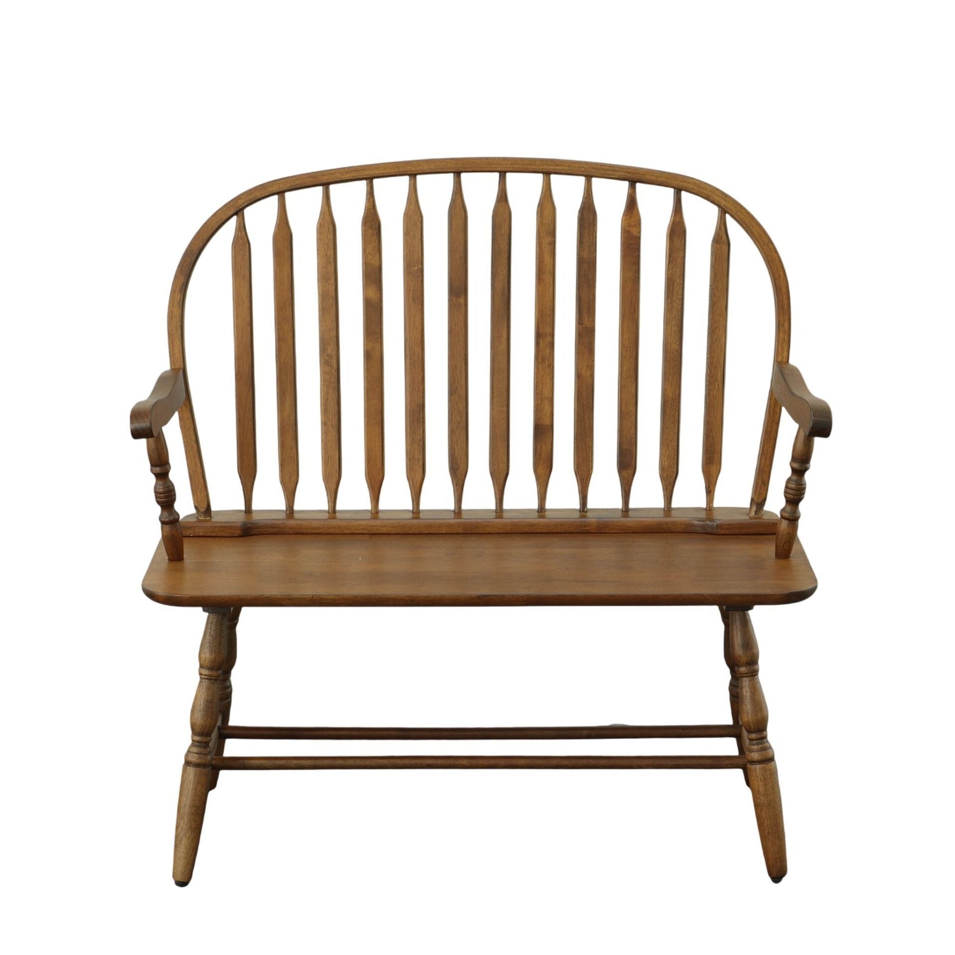 44" Oak Wood Windsor Spindle Back Bench