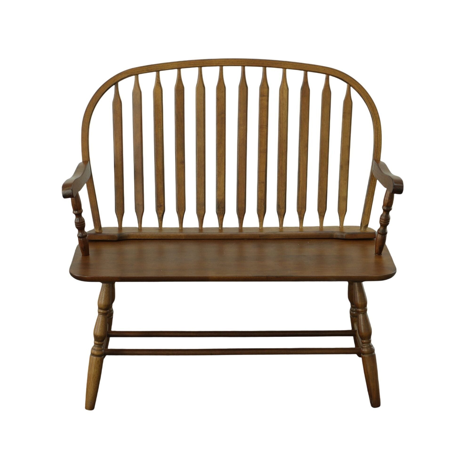 44" Dark Brown Wood Windsor Spindle Back Bench
