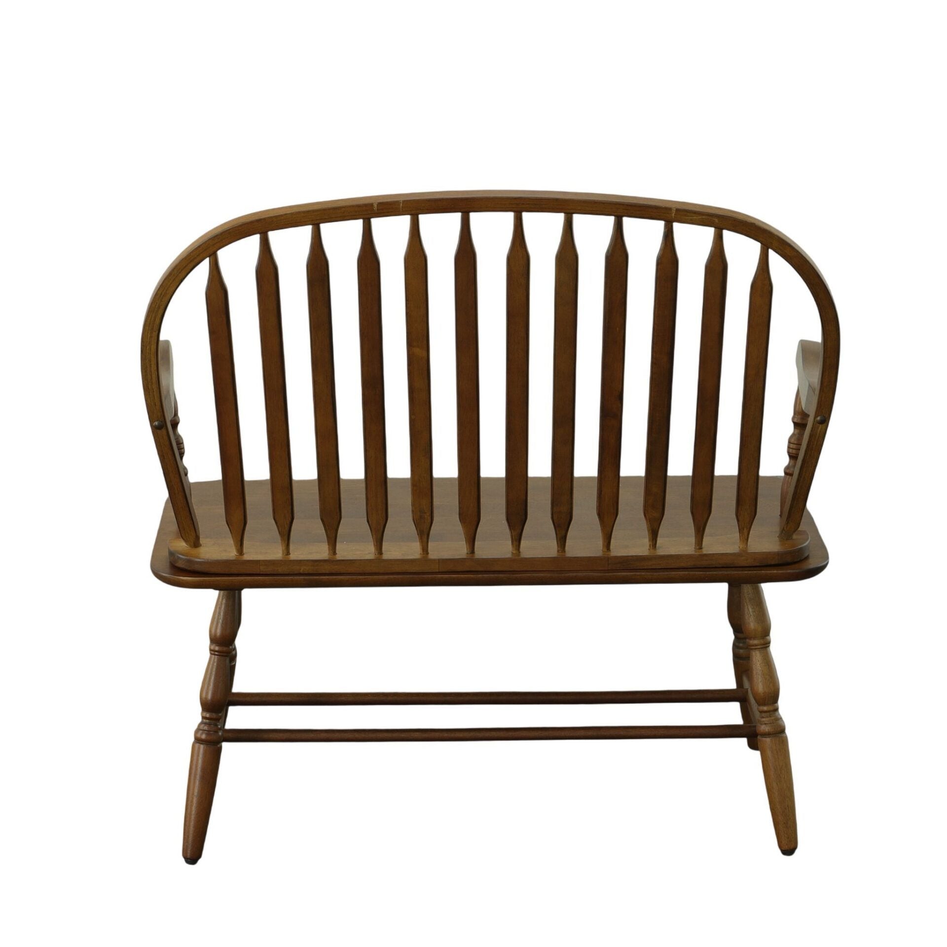 44" Dark Brown Wood Windsor Spindle Back Bench