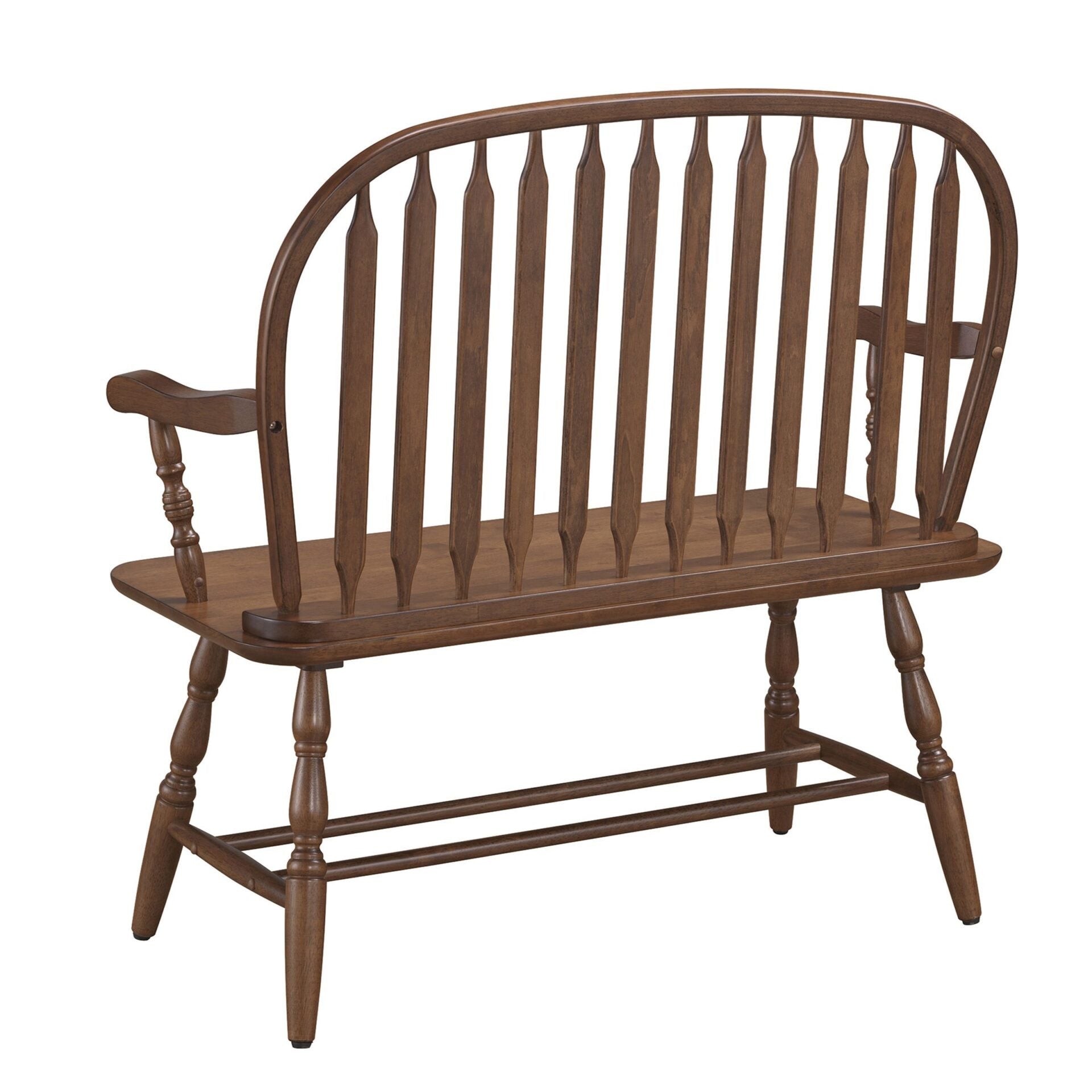 44" Dark Brown Wood Windsor Spindle Back Bench