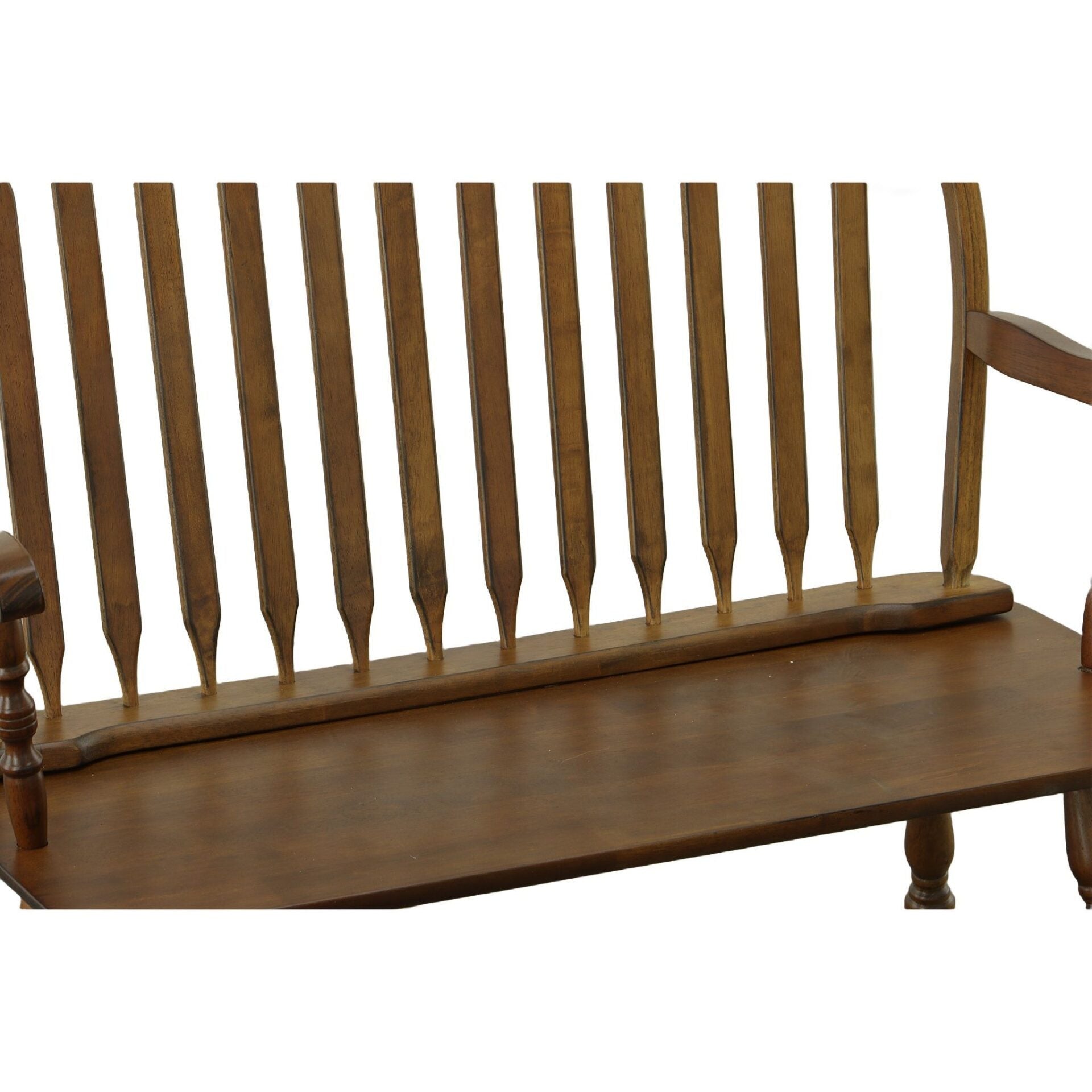 44" Dark Brown Wood Windsor Spindle Back Bench