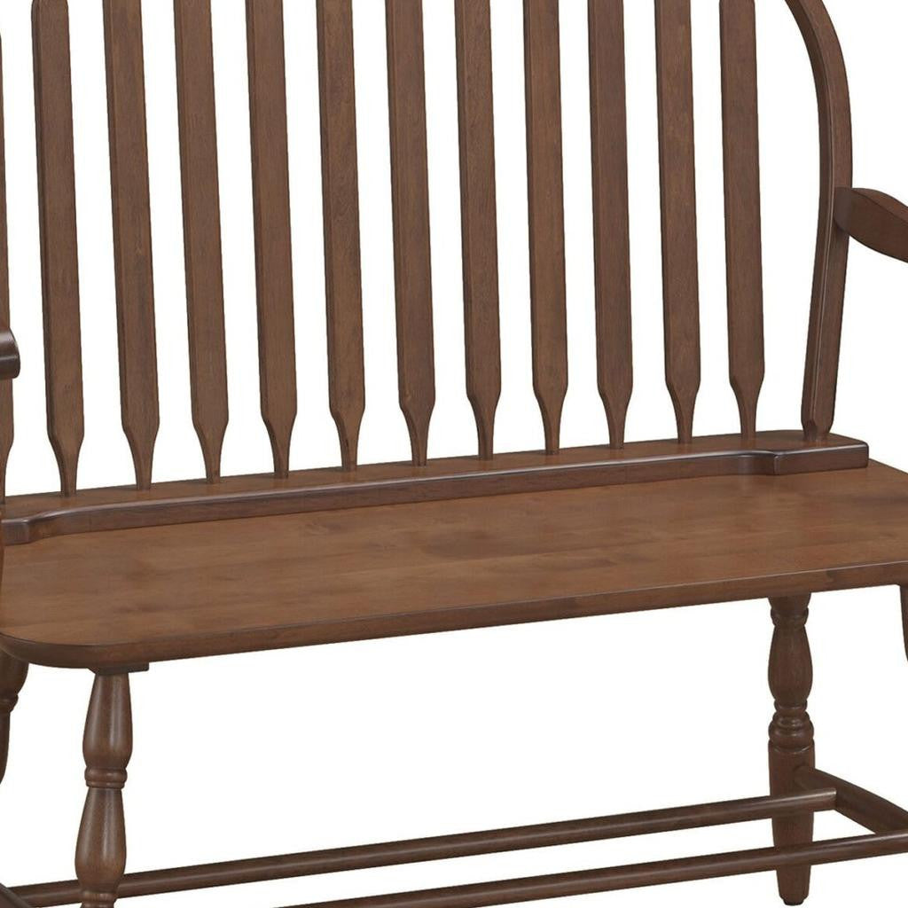 44" Dark Brown Wood Windsor Spindle Back Bench