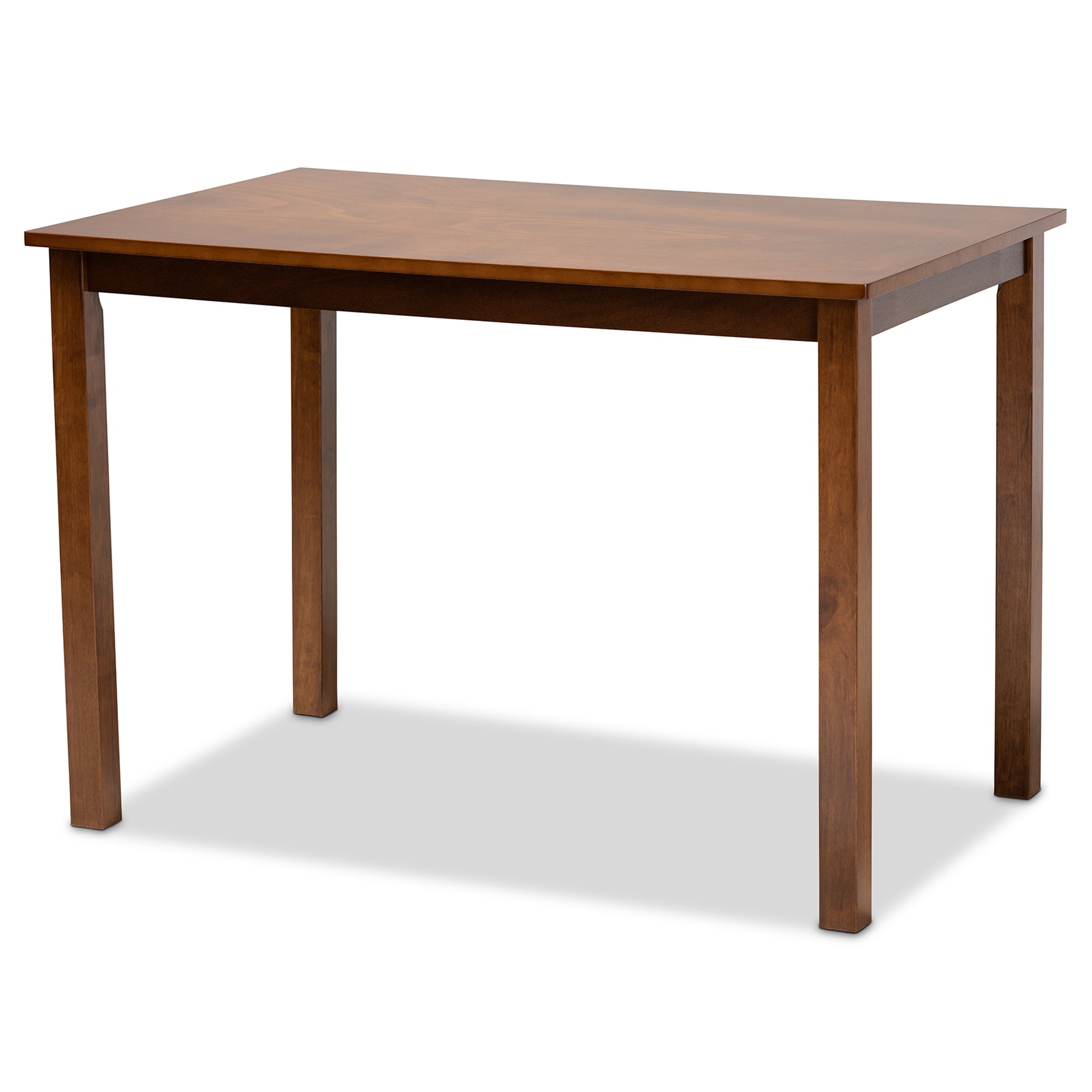 Baxton Studio Glenda Mid-Century Modern Greyish Beige Fabric Upholstered and Walnut Brown Finished Wood 7-Piece Dining Set