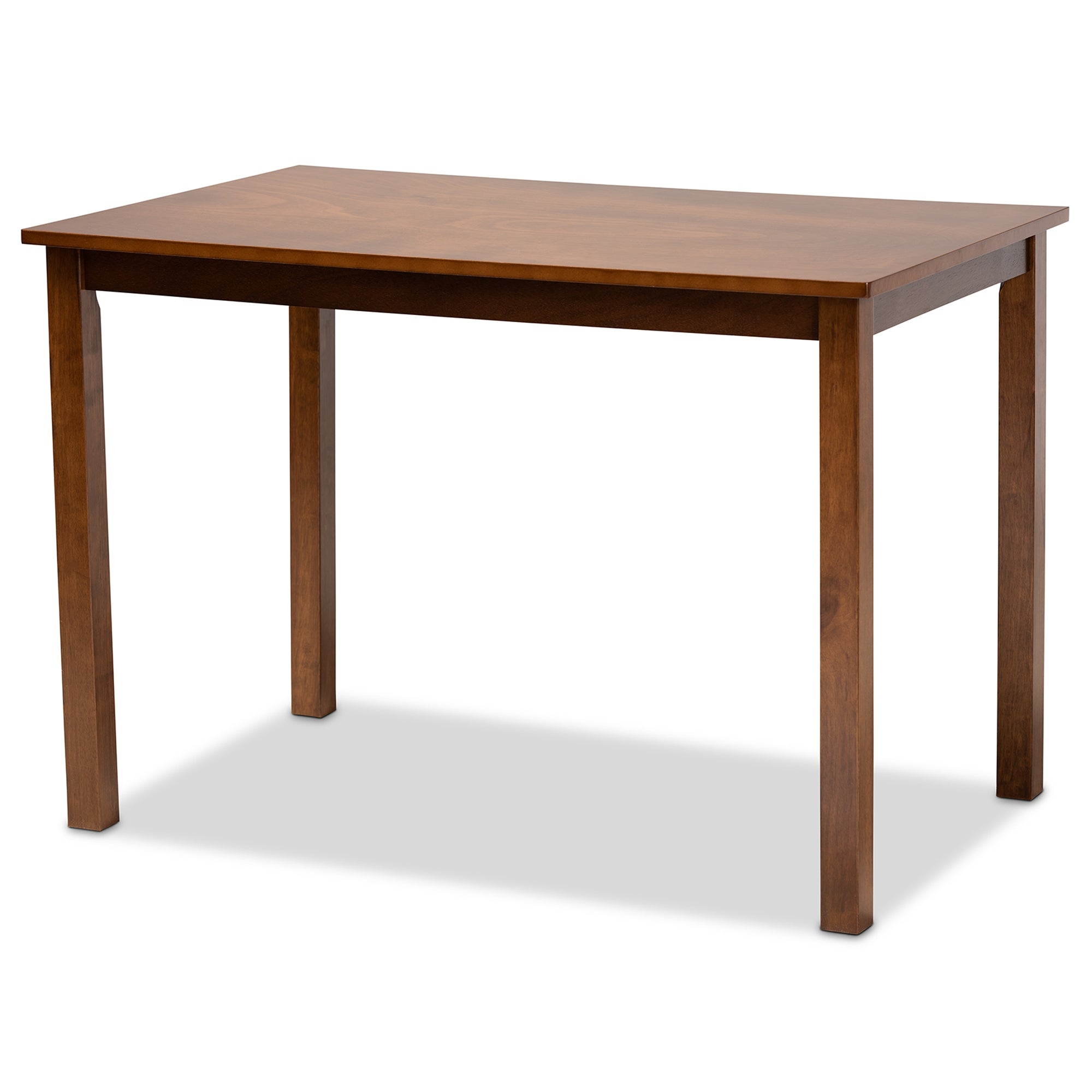 Baxton Studio Glenda Mid-Century Modern Greyish Beige Fabric Upholstered and Walnut Brown Finished Wood 5-Piece Dining Set