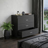 31" Black Wood Three Drawer Dresser