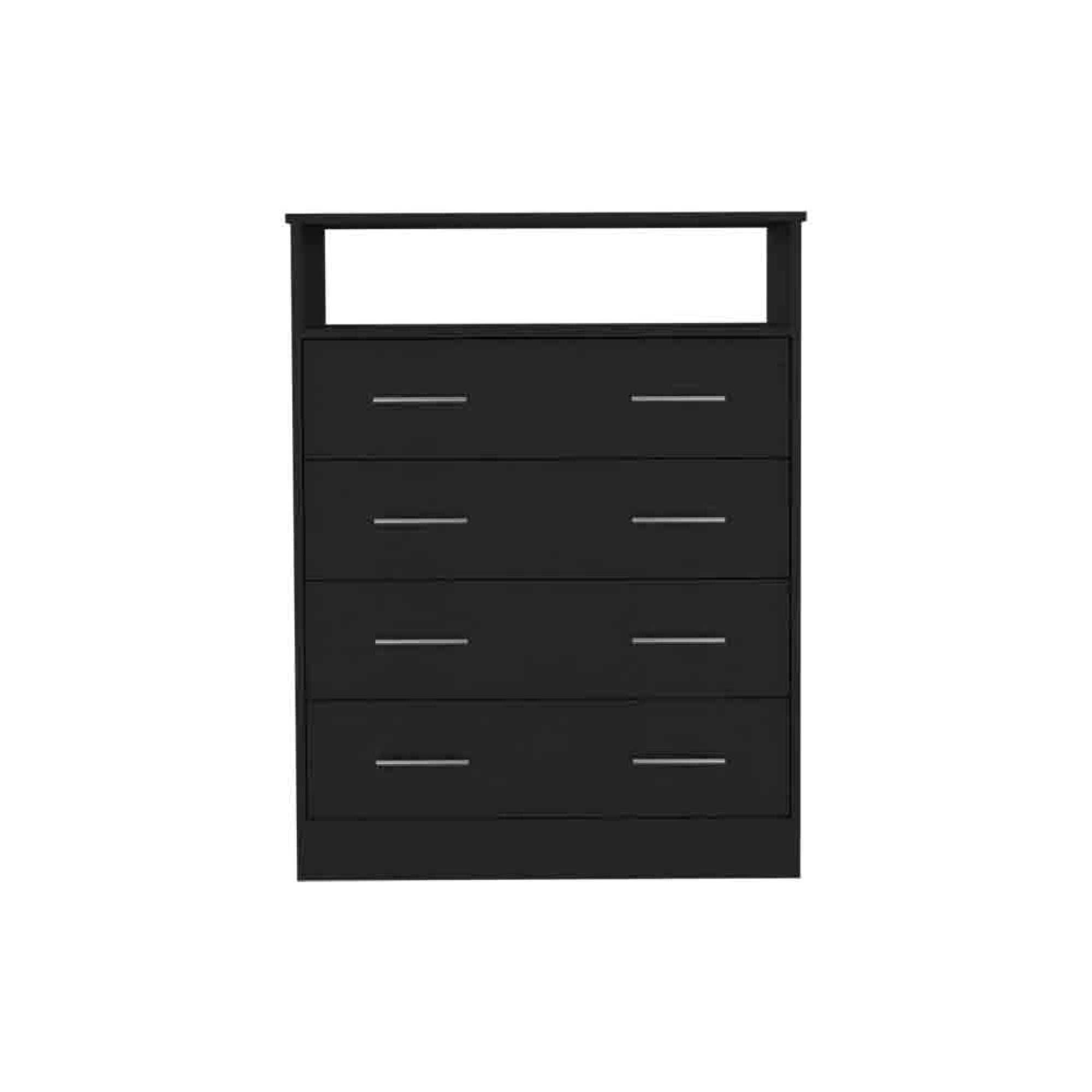 33" Black Wood Four Drawer Dresser