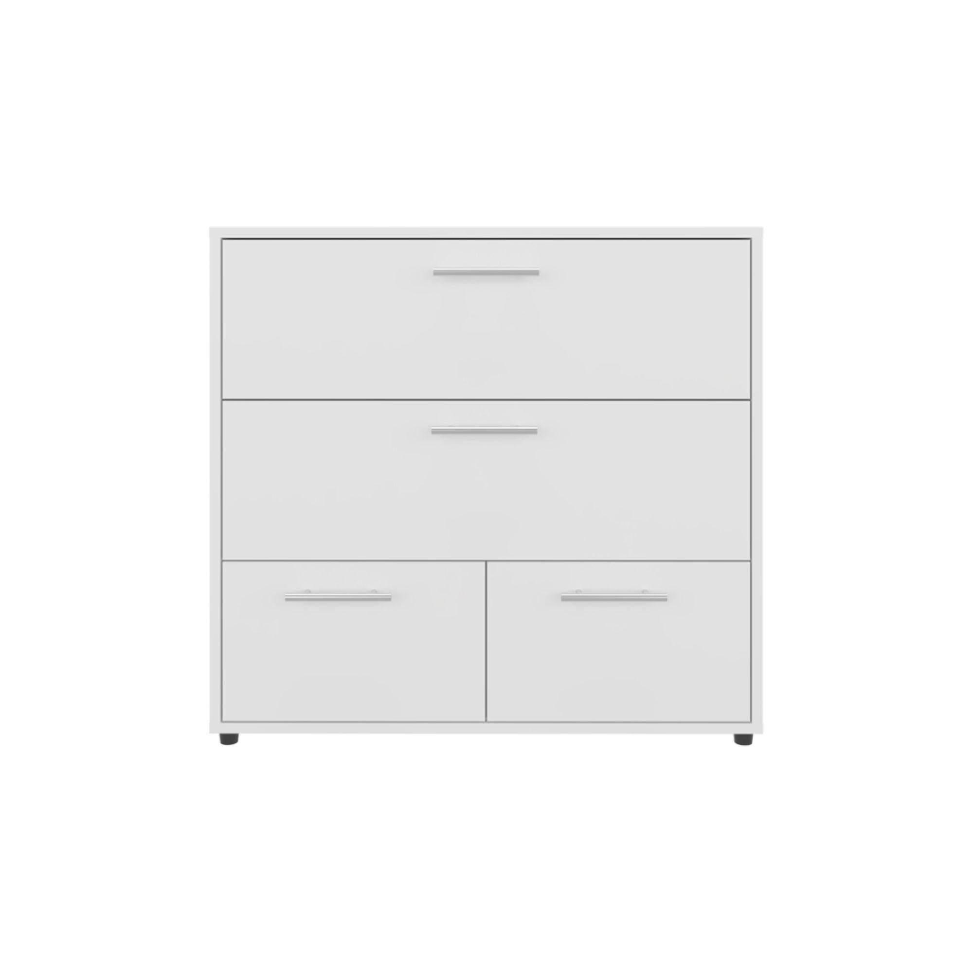 24" White Wood Three Drawer Double Dresser